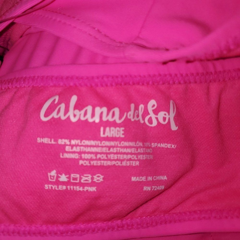 Cabana Del Sol Sz L Hot Pink Fringe Bikini Two - Picture 6 of 6